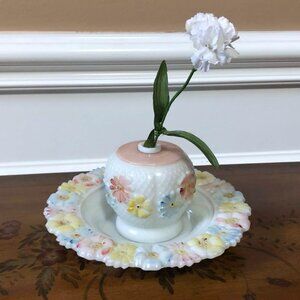 Antique Consolidated EAPG Cosmos milk glass oil burner base